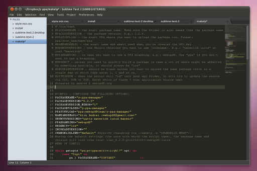 Screenshot von Sublime Text 2 unter Ubuntu